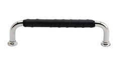Klassisk bøjlegreb 128mm - krom med sort læder