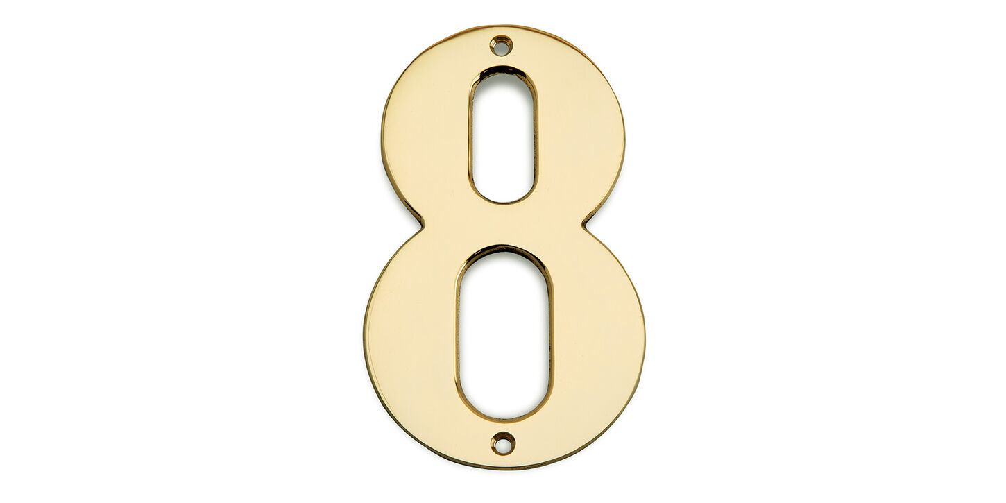 Husnummer i poleret messing - 8
