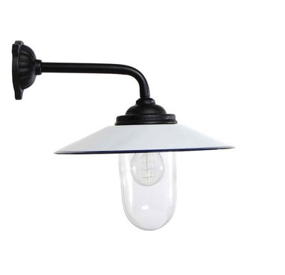 Staldlygte - emaljeret hvid skærm (kort model)