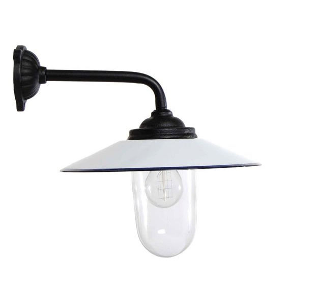 Staldlygte - emaljeret hvid skærm (kort model)