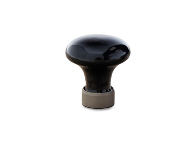 30 mm - Sort porcelænsknop med mat nikkelfod