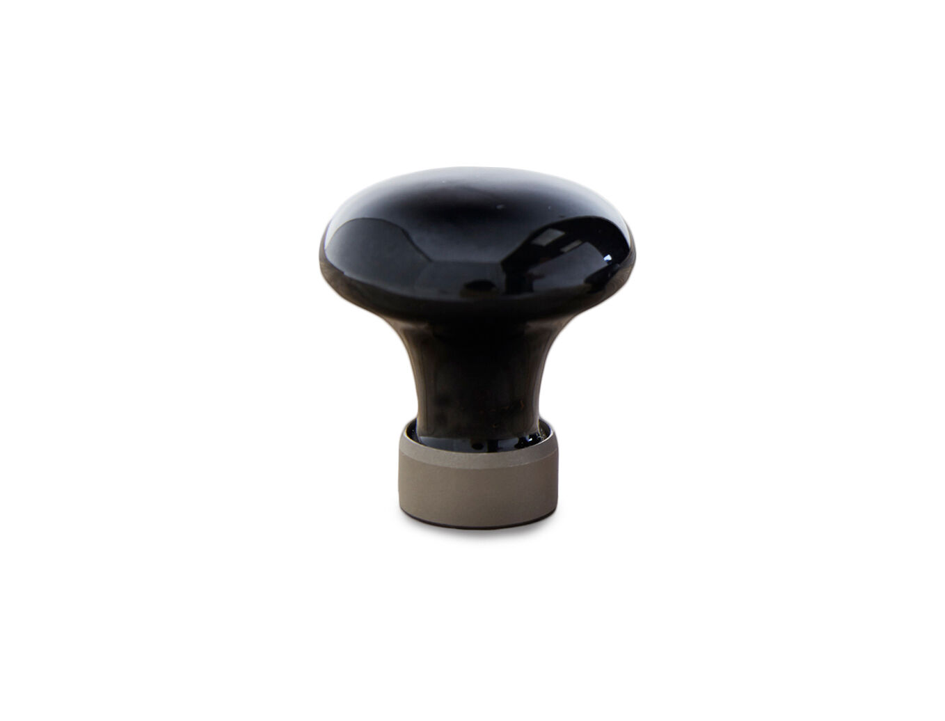 30 mm - Sort porcelænsknop med mat nikkelfod