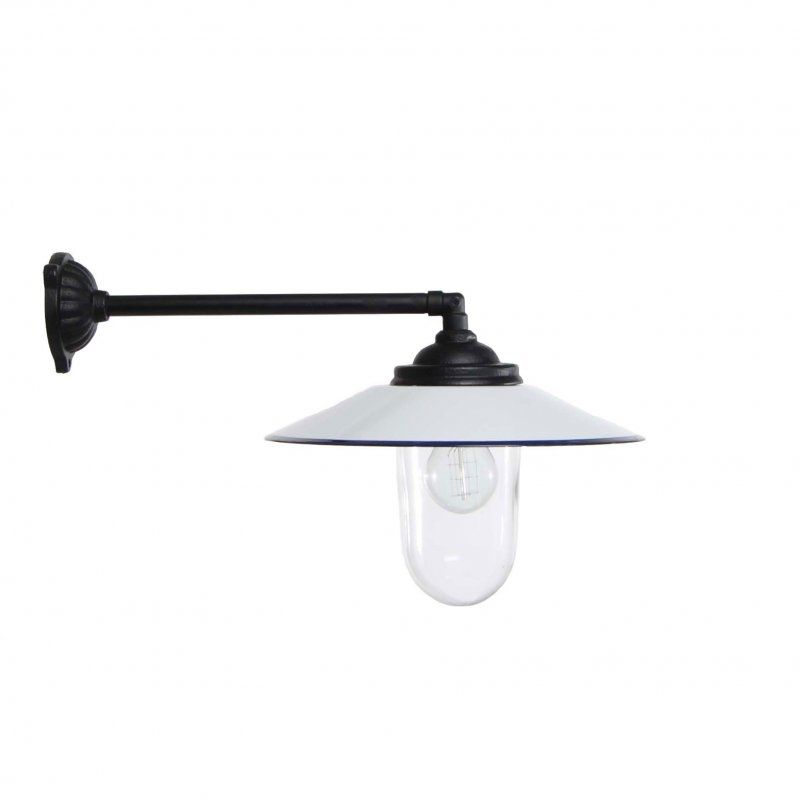 Staldlygte - emaljeret hvid skærm (lang model)