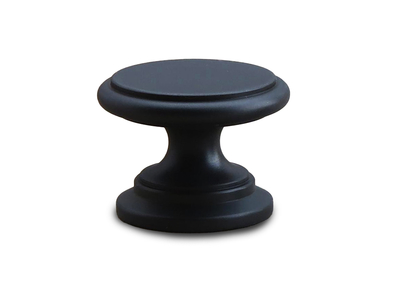 32 mm -  Møbelknop i sort mat messing flad
