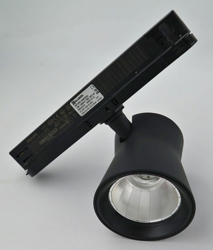 Glamox spotlampe til skinne - Sort