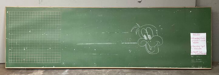 Gammel skoletavle 400x120 cm.