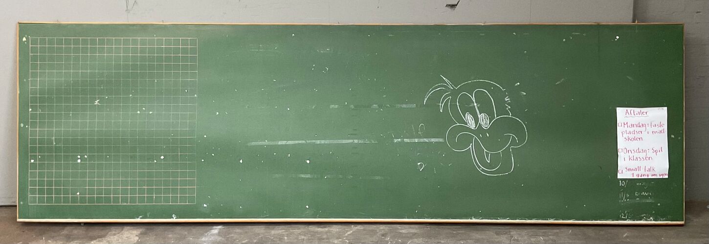 Gammel skoletavle 400x120 cm.