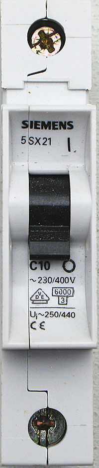 Siemens Automatsikring 1-pol 10A.