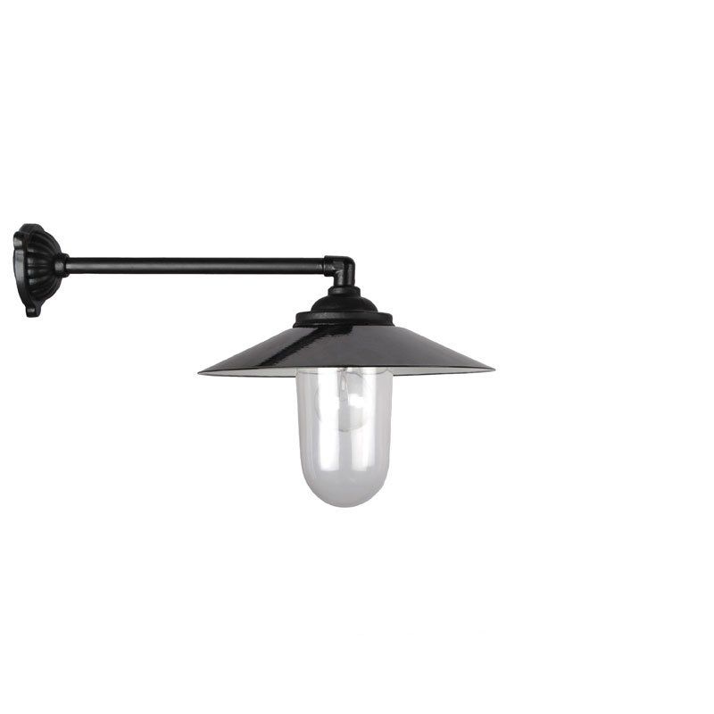 Staldlygte - emaljeret sort skærm (lang model)