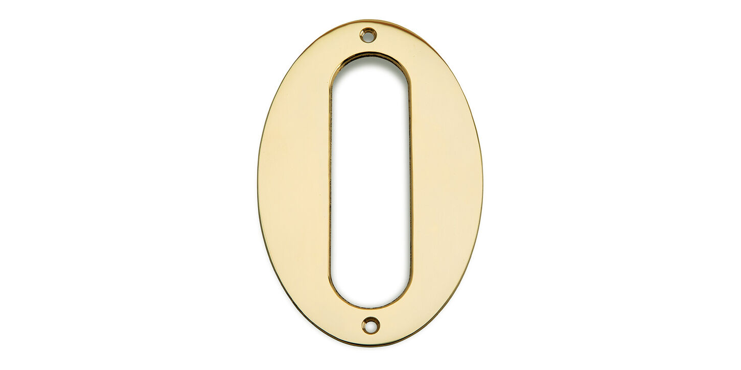 Husnummer i poleret messing - 0