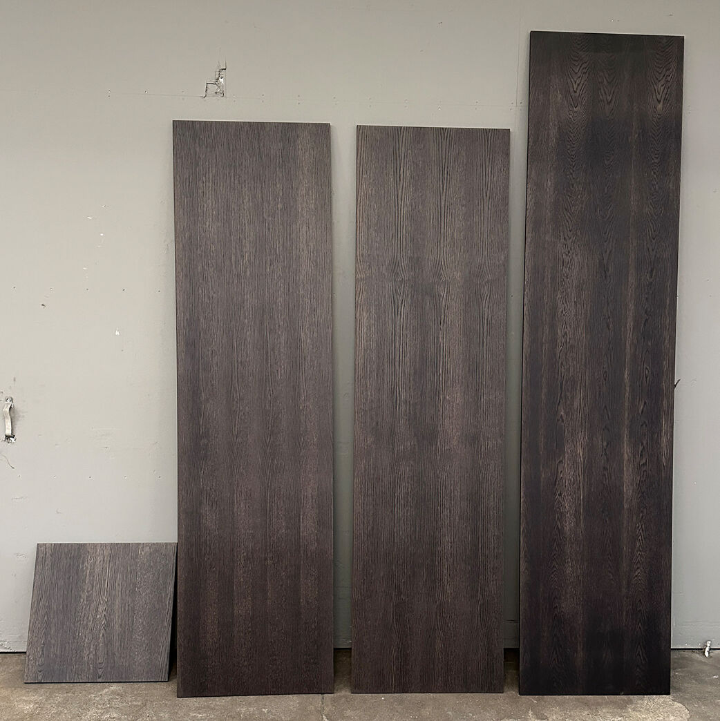 Samlet parti røget eg bejdset fineret MDF - 4 plader