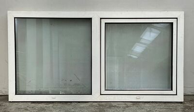 Plast 2-fags vindue med dreje kip og fast karm