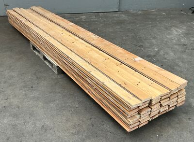 Brugt gulvbrædder i fyr, 21m2, 11,3 cm