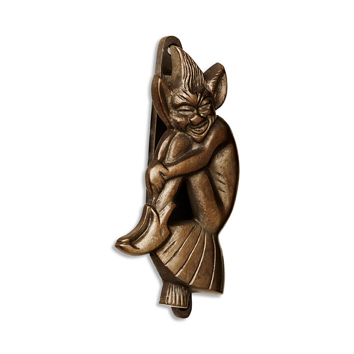 Dørhammer i bruneret messing med lucky pixie motiv