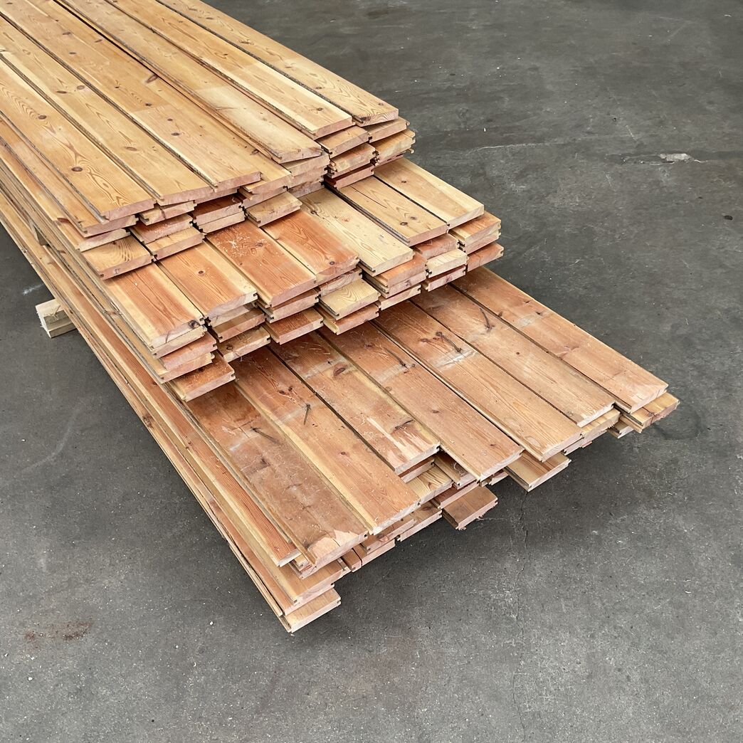 Brugte gulvbrædder i fyr, 44 m2, 10 cm