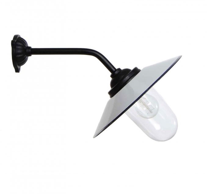 Staldlygte - emaljeret hvid skærm (45 grader lysvinkel)