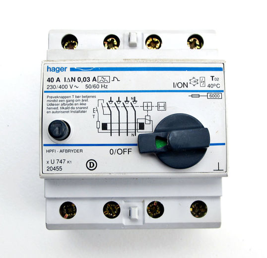 Hager HPFI relæ 4-pol 40/0,03A Hager HPFI relæ 4-pol 40/0,03A