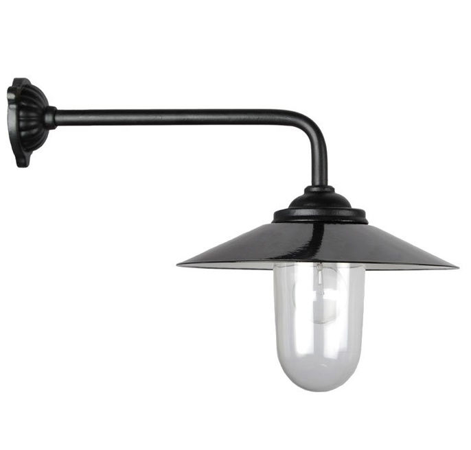 Staldlygte - emaljeret sort skærm (lang model)