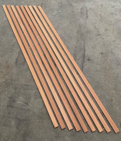 Mahognilister med sømhuller 3,9x1,0x200 cm