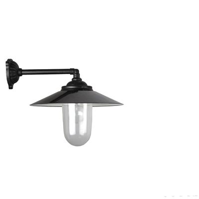 Staldlygte - emaljeret sort skærm (kort model)