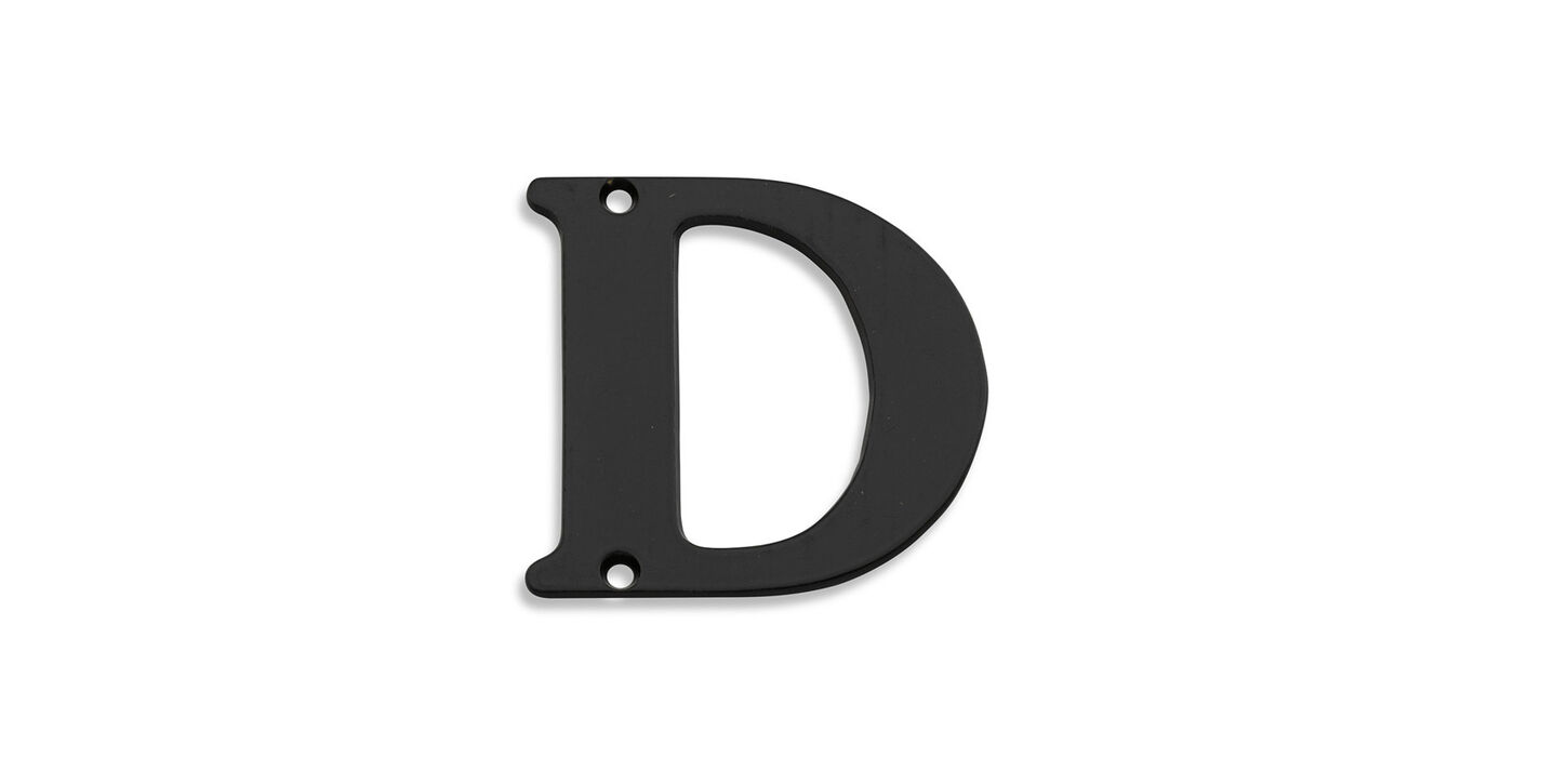 Bogstav til Husnummer i sortlakeret messing - D