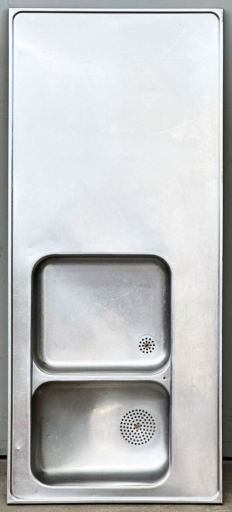 Stålbordsplade med dobbeltvask