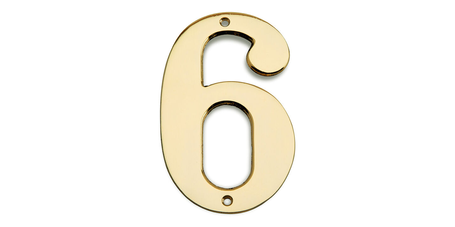 Husnummer i poleret messing - 6
