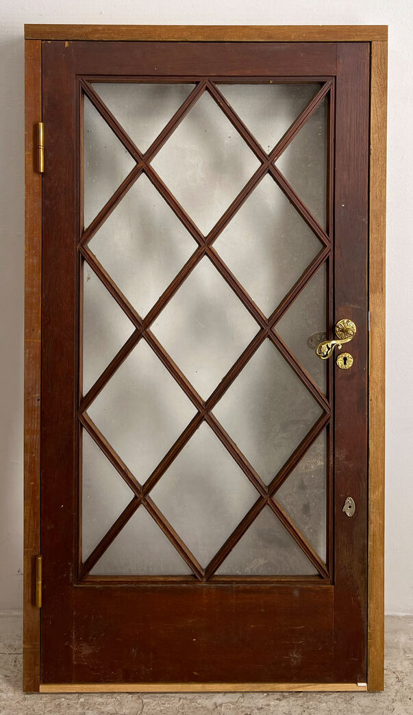 Teaktræsdør med glas og karm Teaktræsdør med glas og karm