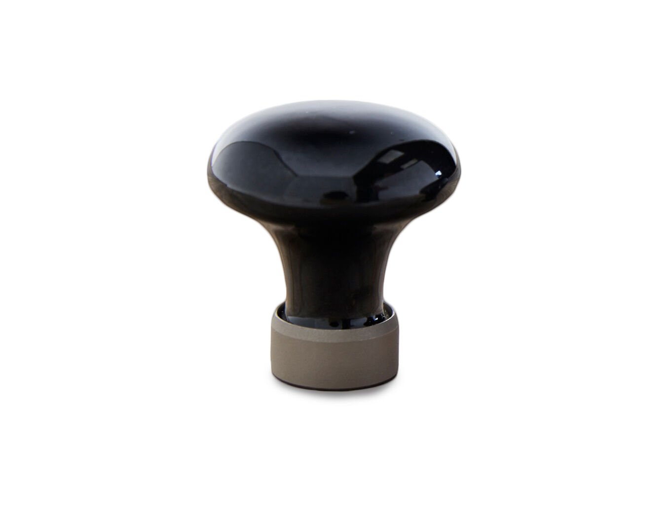35 mm - Sort porcelænsknop med mat nikkelfod