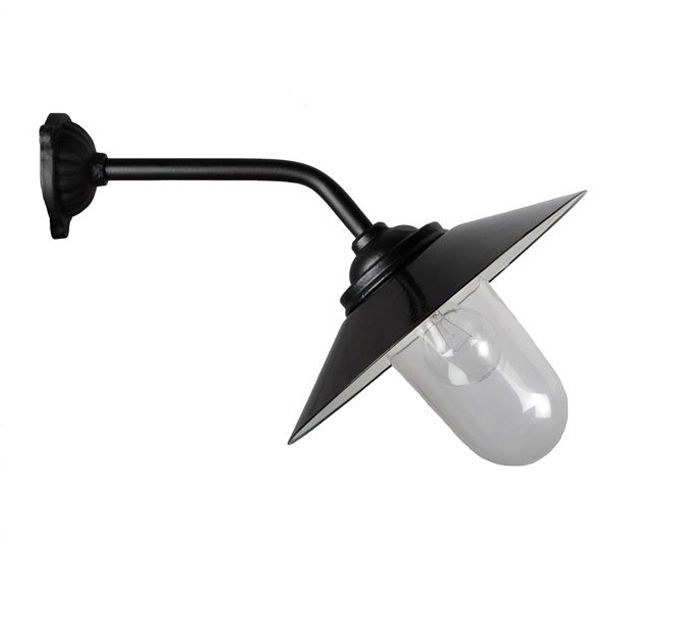 Staldlygte - emaljeret sort skærm (45 grader lysvinkel)