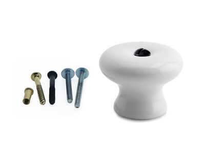 36 mm - Porcelænsknop (m. forskellige skruer)