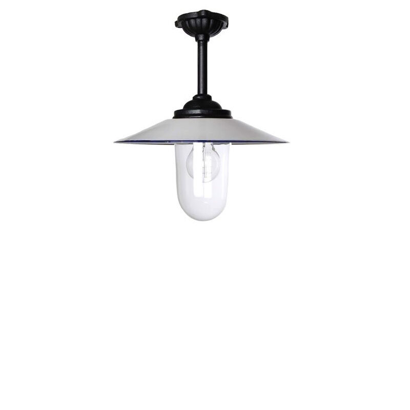 Staldlygte - Lofthængt med emaljeret hvid skærm (42cm)