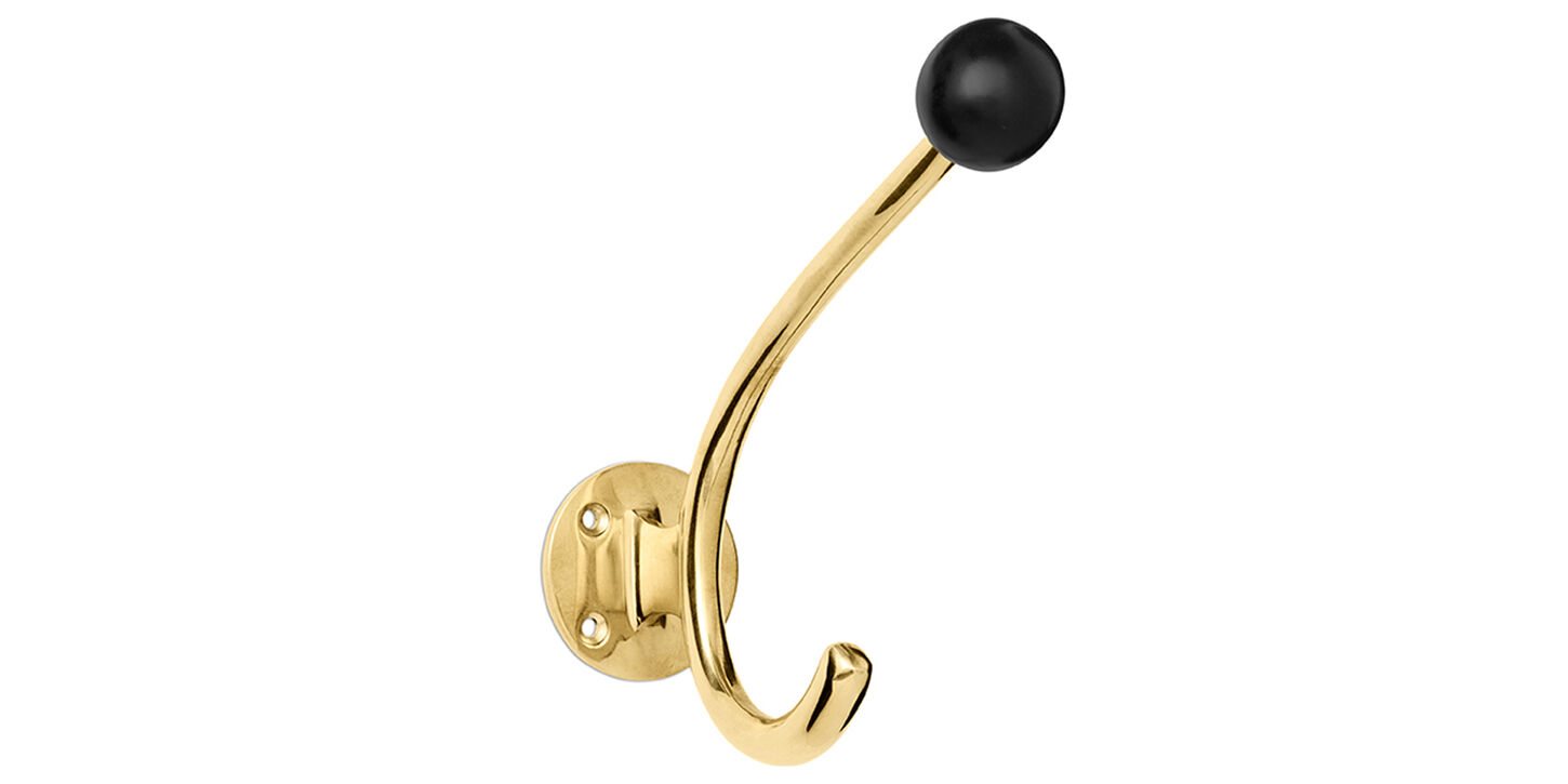 Knage i messing med sort rund knop i træ