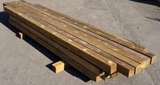 25 stk Parti brugt trykimprægneret tømmer 12,5x12,5x360/480 cm