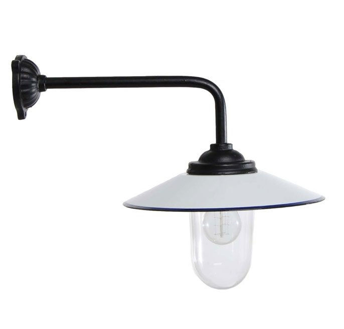 Staldlygte - emaljeret hvid skærm (lang model)