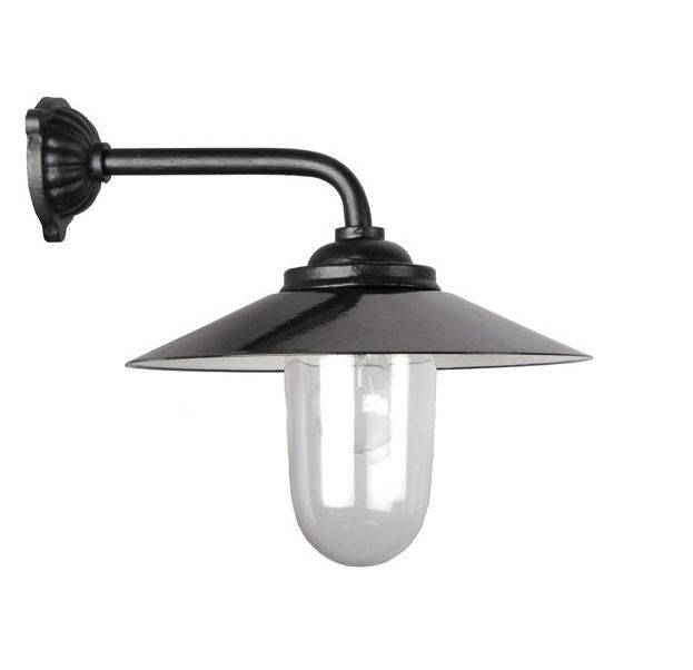 Staldlygte - emaljeret sort skærm (kort model)