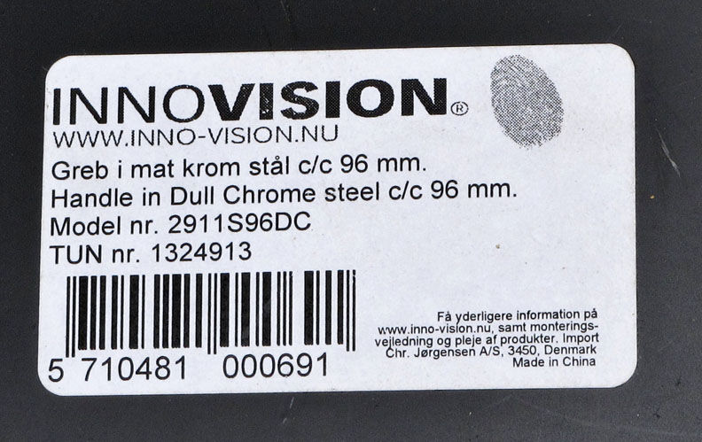 Greb i mat krom stål - 96 mm.
