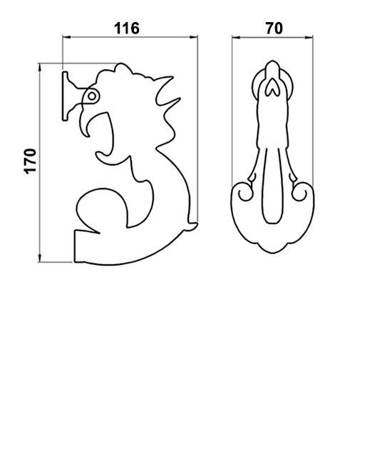 Dørhammer i messing - Hane