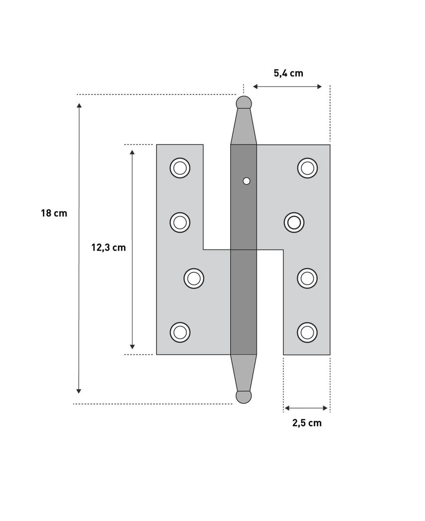 Hamborghængsel højrehængt 180mm ubeh.