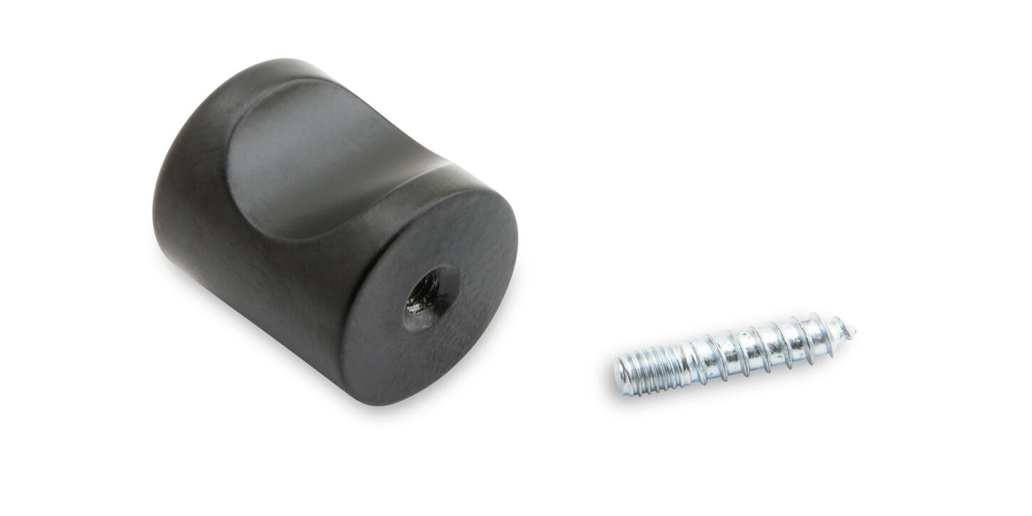 Møbelknop i sort mat oxideret messing - Ø15 mm