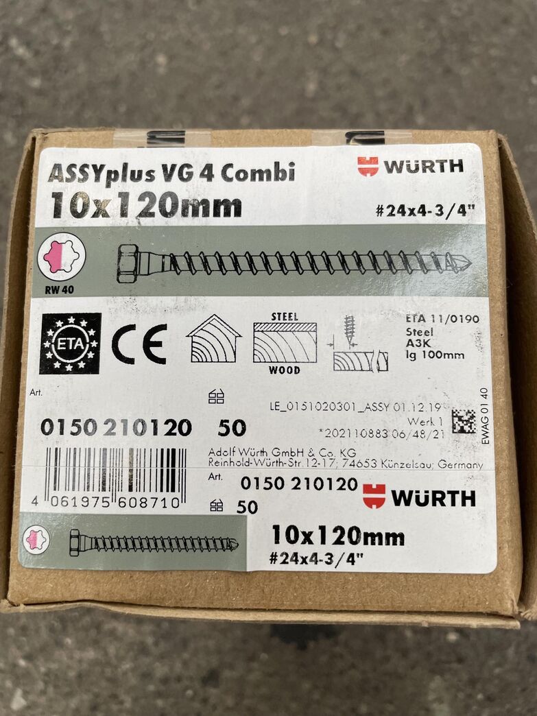 WURTH Combi-træskrue 10x120mm 50 stk