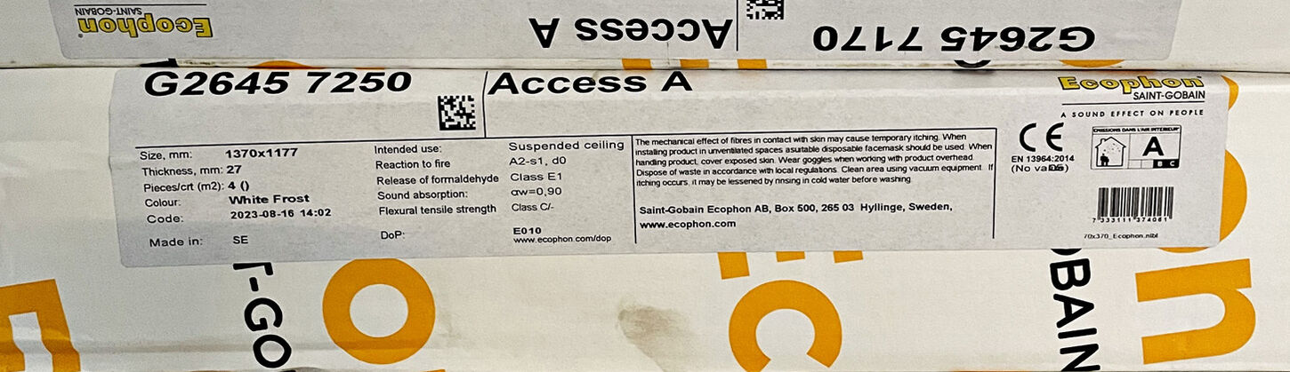 Akustikplader 4 stk 1370x1177 mm