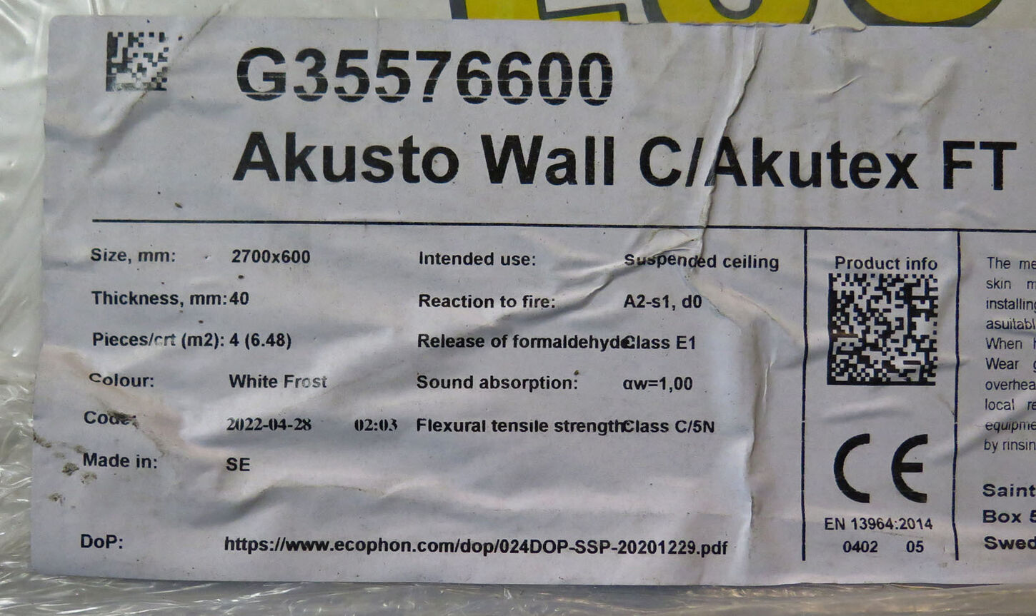 Akustik plader 2700x600 mm White Frost