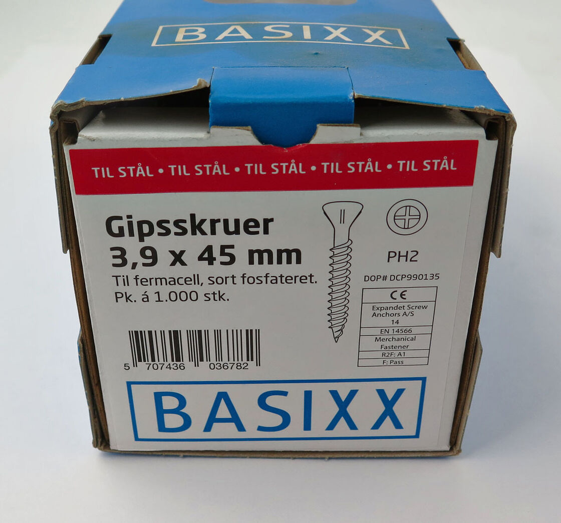 Gipsskruer 3,9x45 mm - til stål 1000 stk