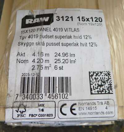 Loftprofil i fyr - Superlak hvid 5,5 m2 Loftprofil i fyr - Superlak hvid 5,5 m2