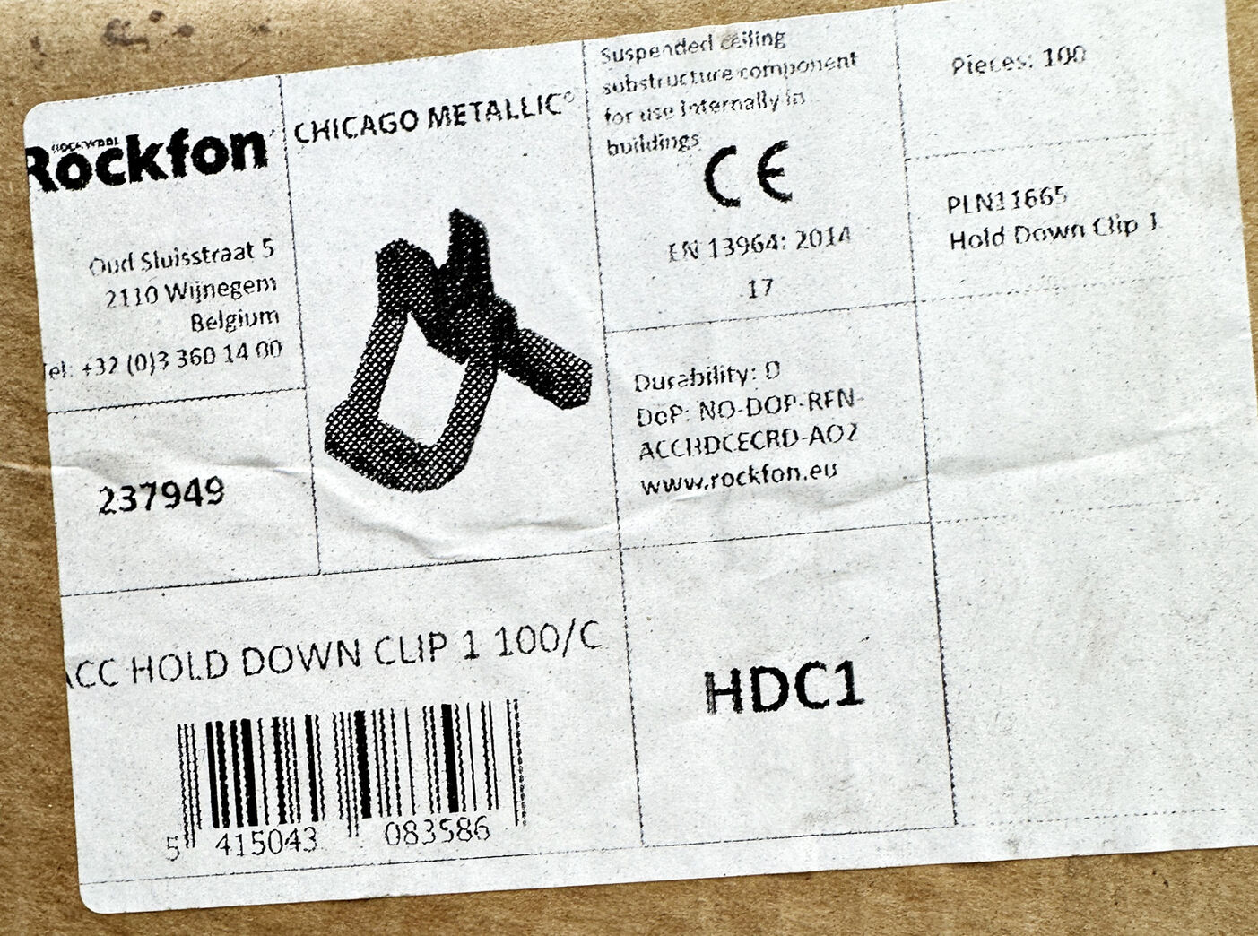 Rockfon Hold down clips 100 stk