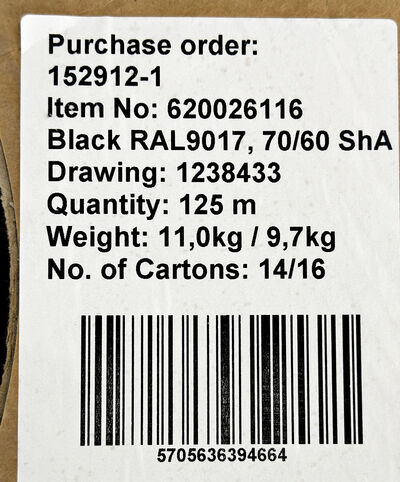 Gummi bånd sort 29 mm 125 meter