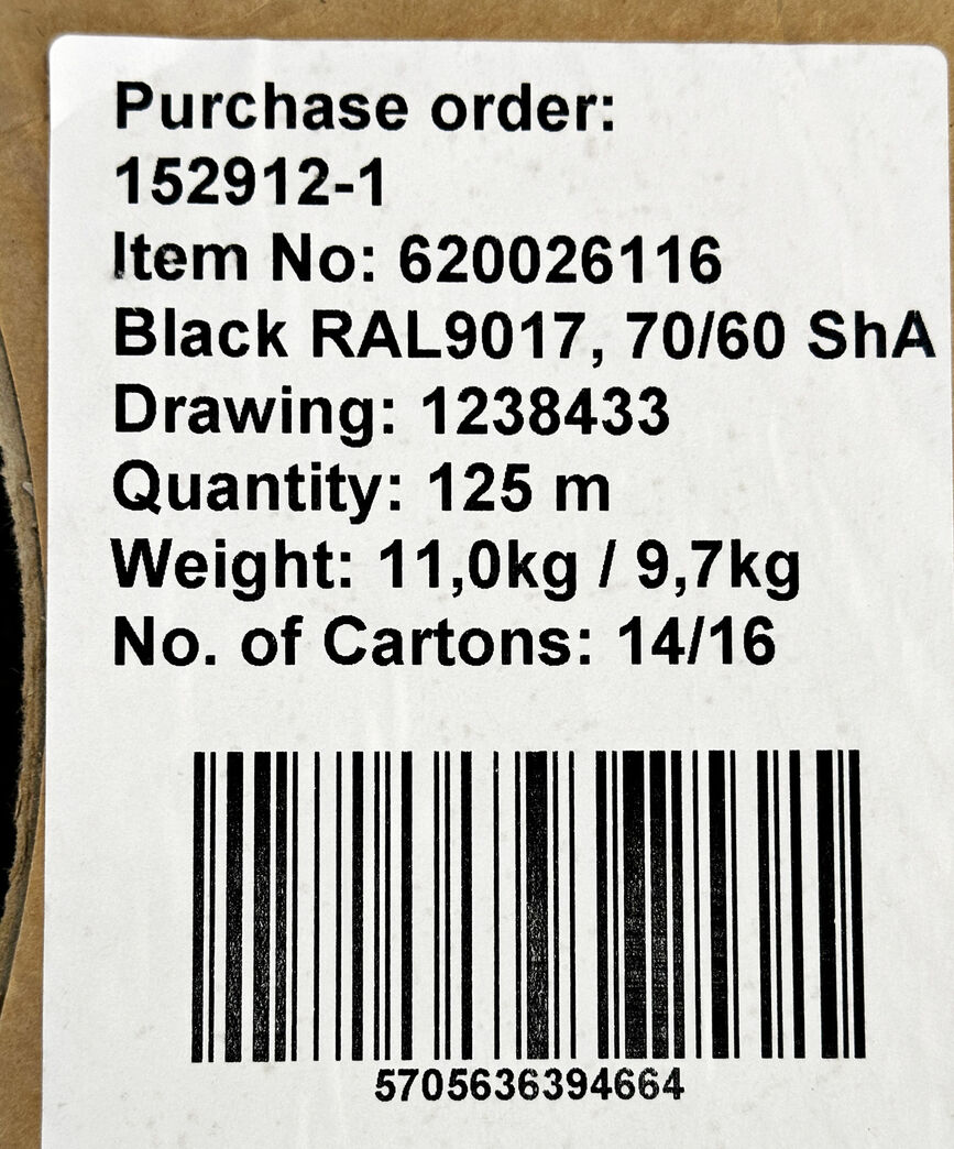 Gummi bånd sort 29 mm 125 meter