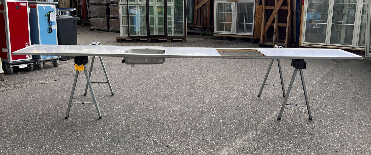 Stålbordplade - 409 cm