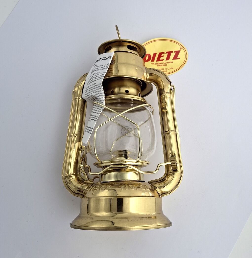 Dietz Flagermuslygte, petroleumslampe messingfarvet ny
